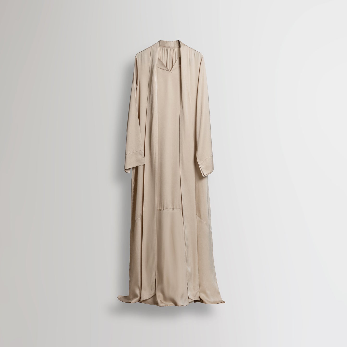 FLOWY SATIN DRESS - BLUSH BEIGE