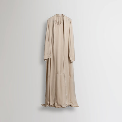 FLOWY SATIN DRESS - BLUSH BEIGE